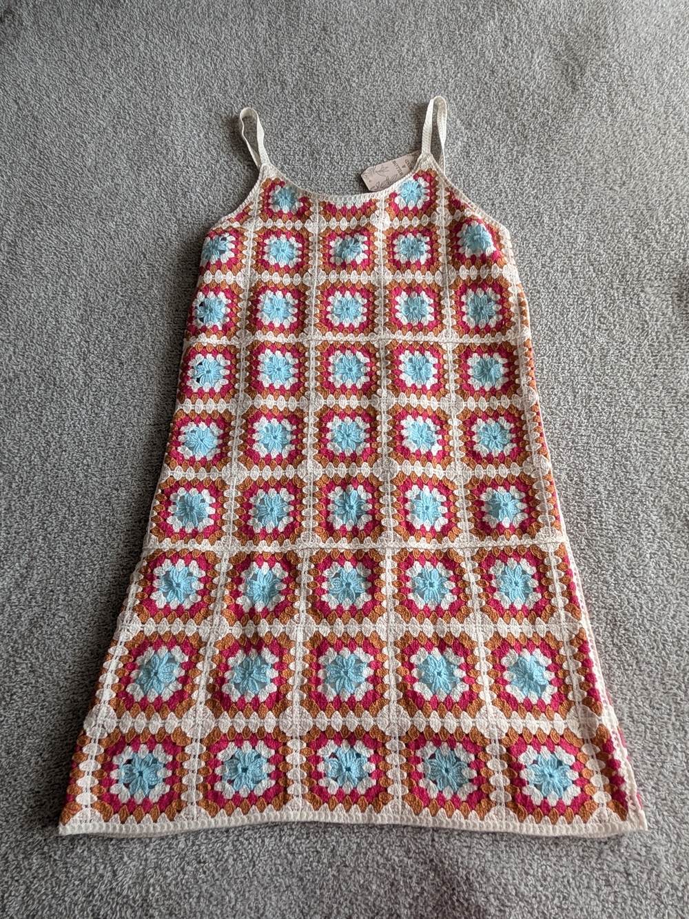 Willow & Wind Crochet Mini Dress in Pink & Blue